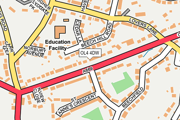 OL4 4DW map - OS OpenMap – Local (Ordnance Survey)