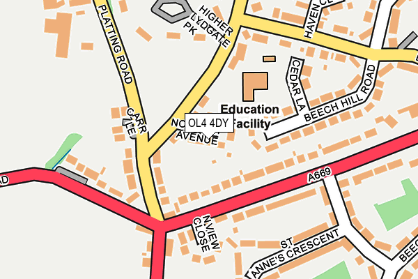 OL4 4DY map - OS OpenMap – Local (Ordnance Survey)