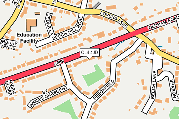 OL4 4JD map - OS OpenMap – Local (Ordnance Survey)