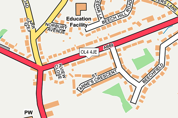 OL4 4JE map - OS OpenMap – Local (Ordnance Survey)