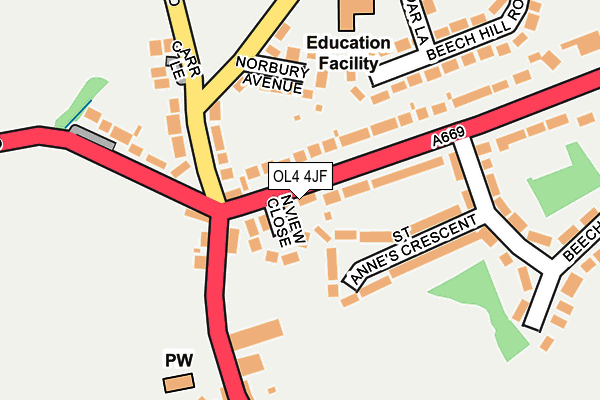 OL4 4JF map - OS OpenMap – Local (Ordnance Survey)