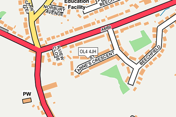 OL4 4JH map - OS OpenMap – Local (Ordnance Survey)