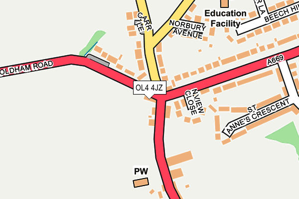 OL4 4JZ map - OS OpenMap – Local (Ordnance Survey)