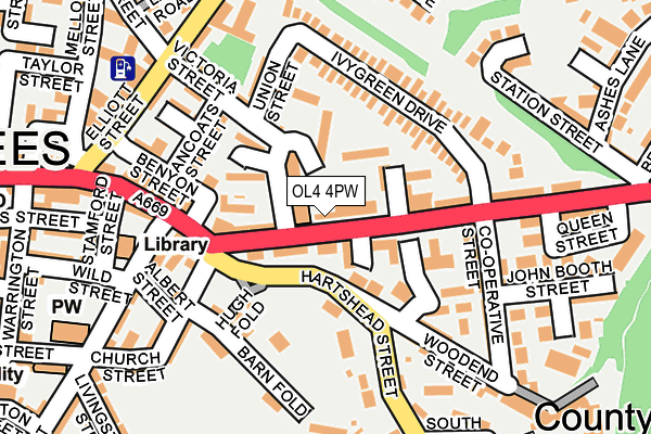 OL4 4PW map - OS OpenMap – Local (Ordnance Survey)
