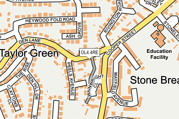 OL4 4RE map - OS OpenMap – Local (Ordnance Survey)