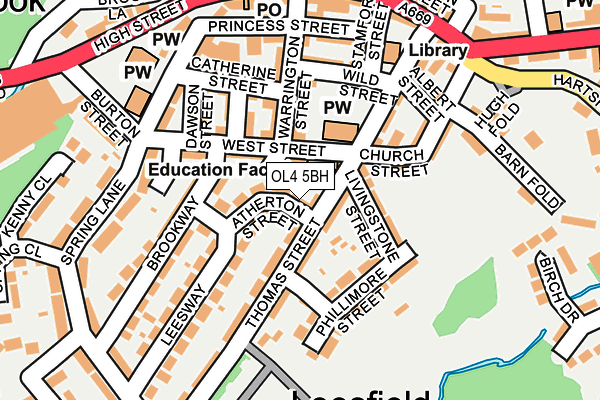 OL4 5BH map - OS OpenMap – Local (Ordnance Survey)