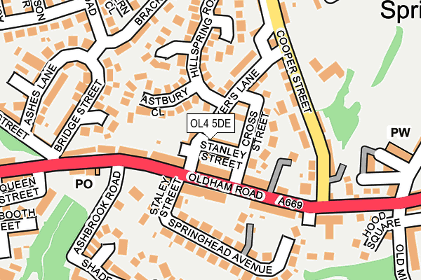 OL4 5DE map - OS OpenMap – Local (Ordnance Survey)