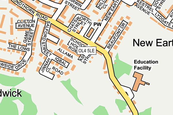 OL4 5LE map - OS OpenMap – Local (Ordnance Survey)