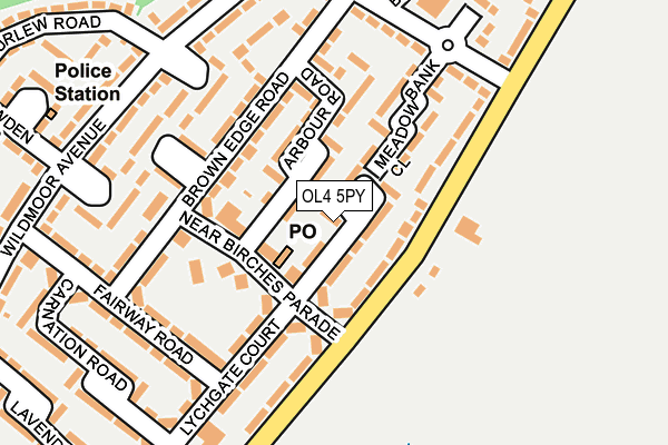 OL4 5PY map - OS OpenMap – Local (Ordnance Survey)