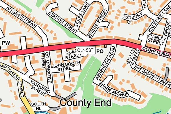 OL4 5ST map - OS OpenMap – Local (Ordnance Survey)