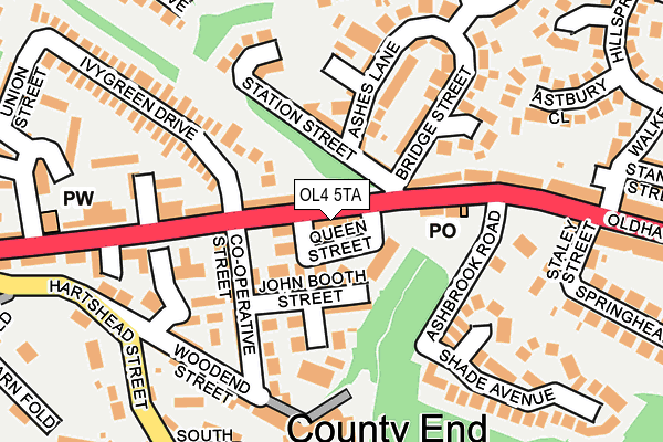 OL4 5TA map - OS OpenMap – Local (Ordnance Survey)