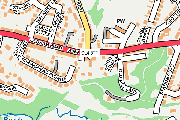 OL4 5TY map - OS OpenMap – Local (Ordnance Survey)