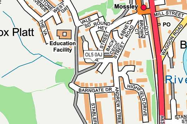 OL5 0AJ map - OS OpenMap – Local (Ordnance Survey)