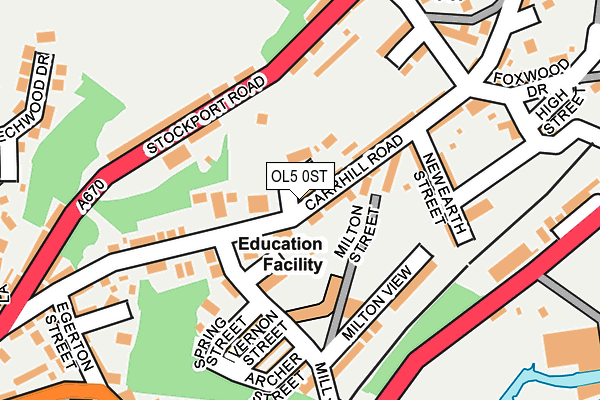 OL5 0ST map - OS OpenMap – Local (Ordnance Survey)