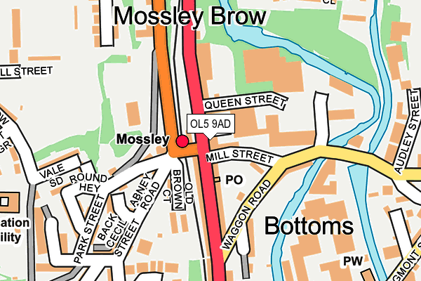 OL5 9AD map - OS OpenMap – Local (Ordnance Survey)