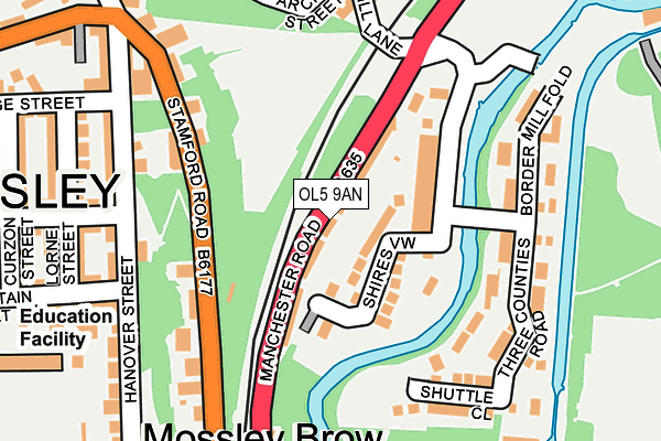 OL5 9AN map - OS OpenMap – Local (Ordnance Survey)