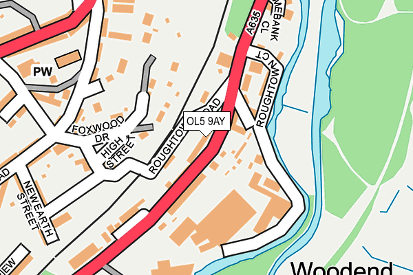 OL5 9AY map - OS OpenMap – Local (Ordnance Survey)