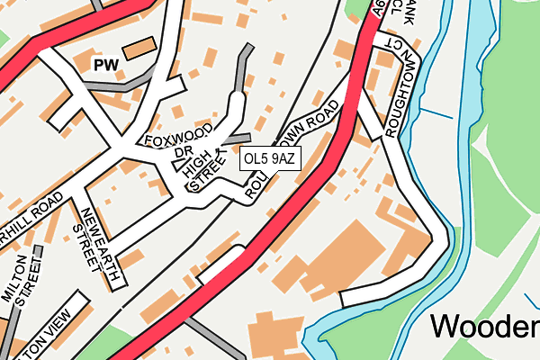 OL5 9AZ map - OS OpenMap – Local (Ordnance Survey)