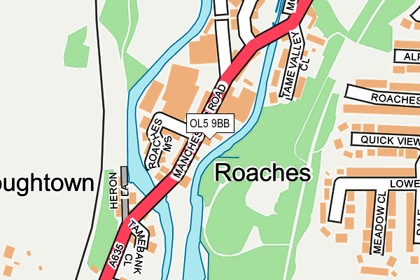 OL5 9BB map - OS OpenMap – Local (Ordnance Survey)