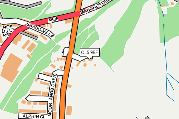 OL5 9BF map - OS OpenMap – Local (Ordnance Survey)