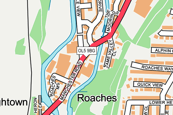 OL5 9BG map - OS OpenMap – Local (Ordnance Survey)