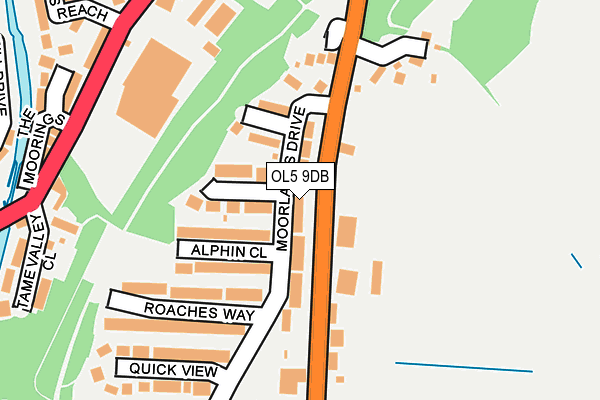 OL5 9DB map - OS OpenMap – Local (Ordnance Survey)