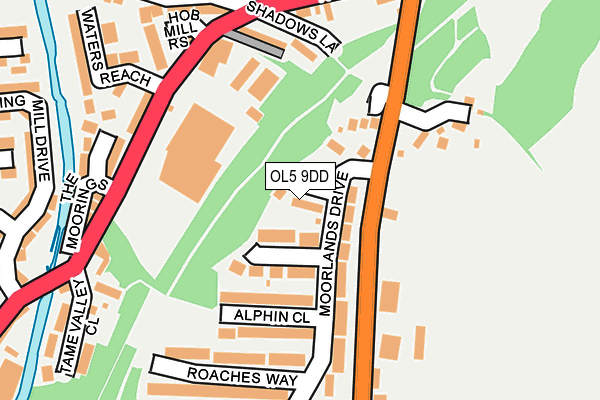 OL5 9DD map - OS OpenMap – Local (Ordnance Survey)