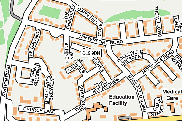 OL5 9DN map - OS OpenMap – Local (Ordnance Survey)