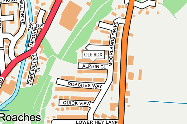 OL5 9DX map - OS OpenMap – Local (Ordnance Survey)