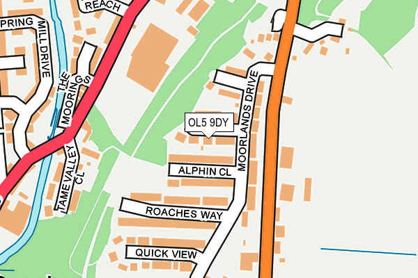 OL5 9DY map - OS OpenMap – Local (Ordnance Survey)