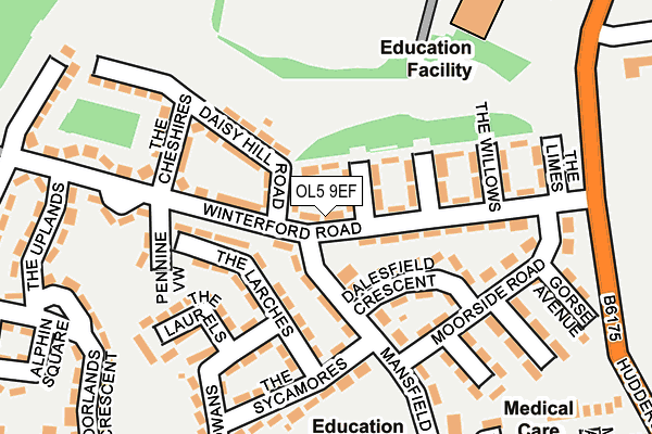 OL5 9EF map - OS OpenMap – Local (Ordnance Survey)