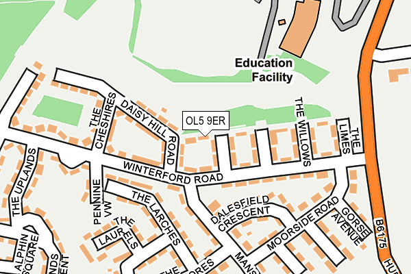 OL5 9ER map - OS OpenMap – Local (Ordnance Survey)