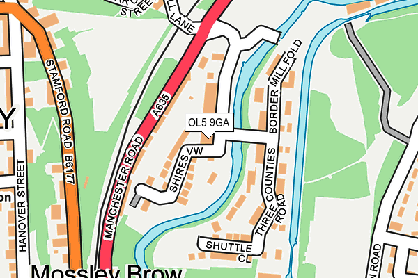 OL5 9GA map - OS OpenMap – Local (Ordnance Survey)