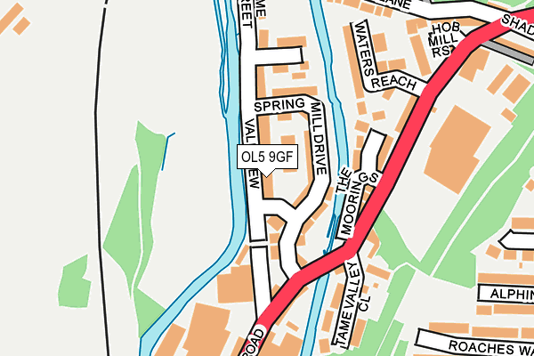 OL5 9GF map - OS OpenMap – Local (Ordnance Survey)