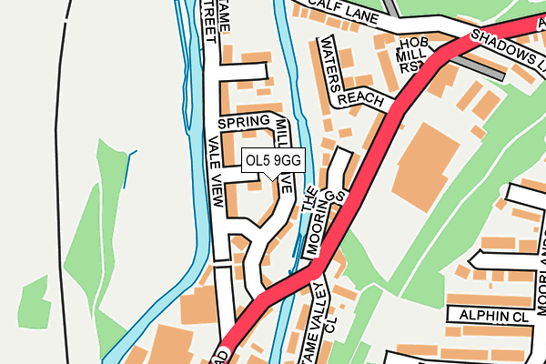 OL5 9GG map - OS OpenMap – Local (Ordnance Survey)