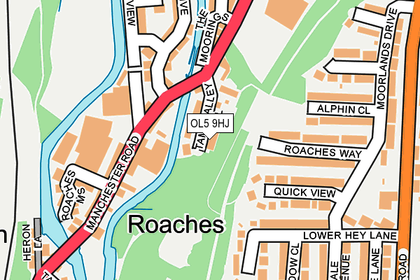 OL5 9HJ map - OS OpenMap – Local (Ordnance Survey)