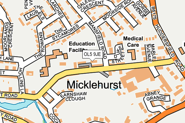 OL5 9JE map - OS OpenMap – Local (Ordnance Survey)