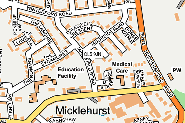 OL5 9JN map - OS OpenMap – Local (Ordnance Survey)