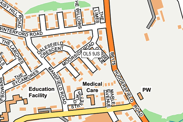 OL5 9JS map - OS OpenMap – Local (Ordnance Survey)