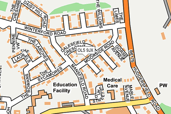 OL5 9JX map - OS OpenMap – Local (Ordnance Survey)