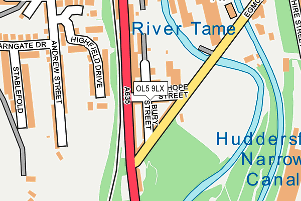 OL5 9LX map - OS OpenMap – Local (Ordnance Survey)