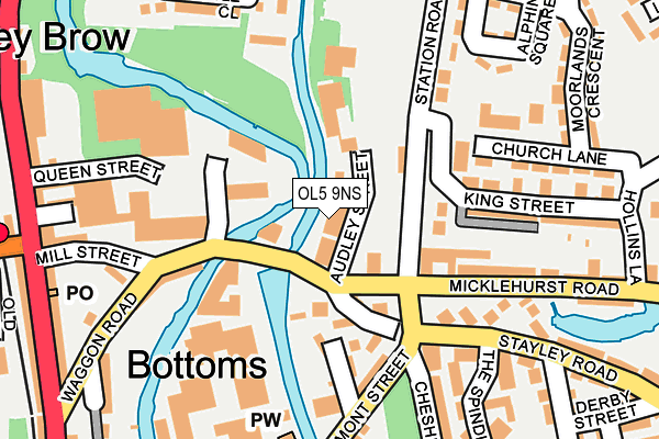 OL5 9NS map - OS OpenMap – Local (Ordnance Survey)