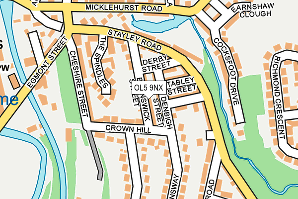 OL5 9NX map - OS OpenMap – Local (Ordnance Survey)