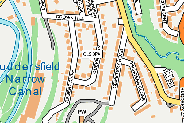 OL5 9PA map - OS OpenMap – Local (Ordnance Survey)