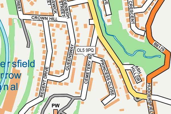 OL5 9PQ map - OS OpenMap – Local (Ordnance Survey)