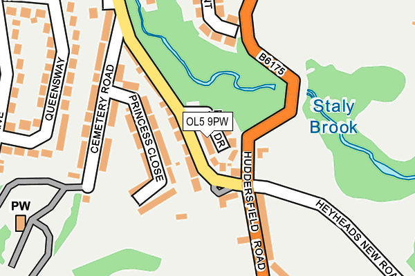 OL5 9PW map - OS OpenMap – Local (Ordnance Survey)