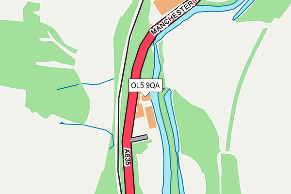 OL5 9QA map - OS OpenMap – Local (Ordnance Survey)