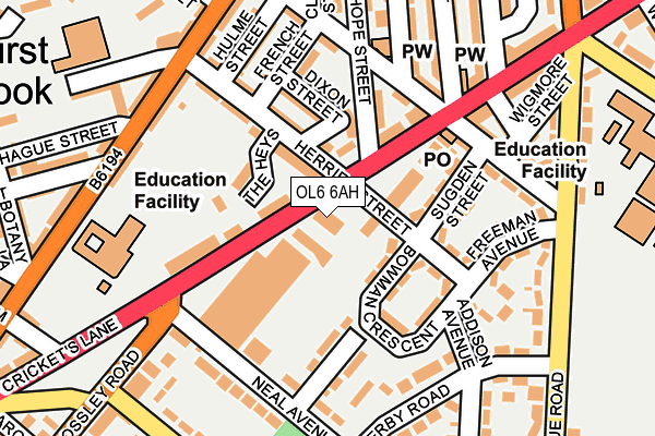 OL6 6AH map - OS OpenMap – Local (Ordnance Survey)