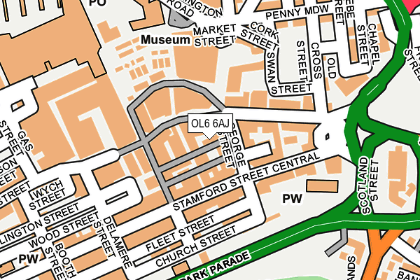 OL6 6AJ map - OS OpenMap – Local (Ordnance Survey)