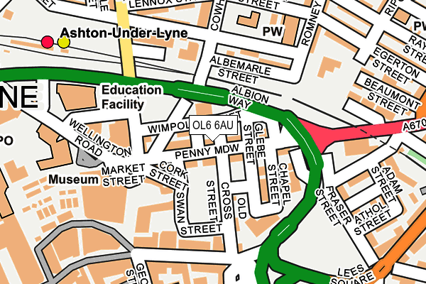 OL6 6AU map - OS OpenMap – Local (Ordnance Survey)